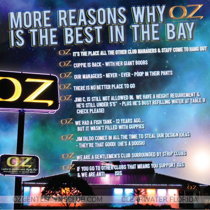 OZ Calendar Oz Gentlemen's Club Strip Club Adult Entertainment
